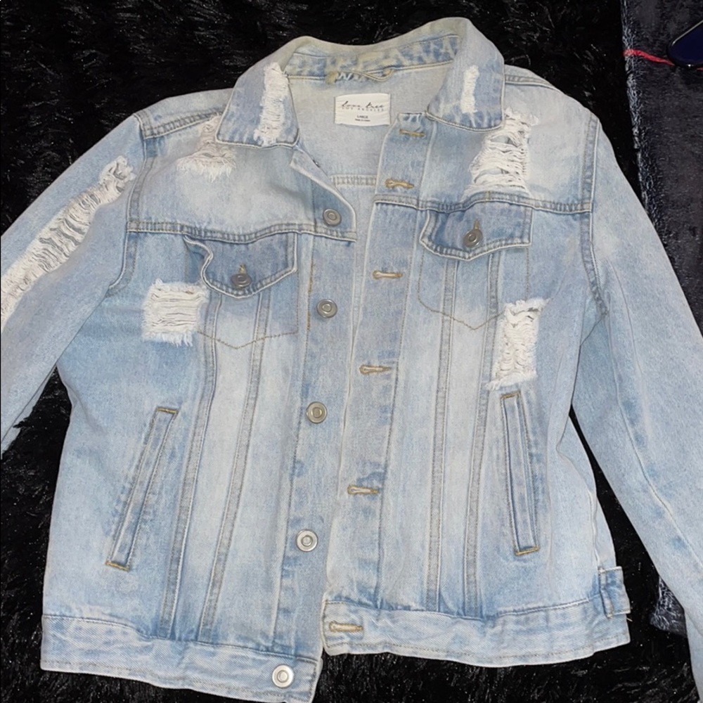 Light Wash Ripped Jean Jacket